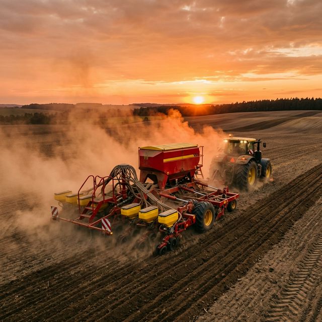 Seeder in field — VELNOX hub assemblies for planting equipment