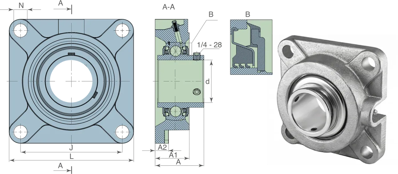 Bearings table 1 — technical drawing