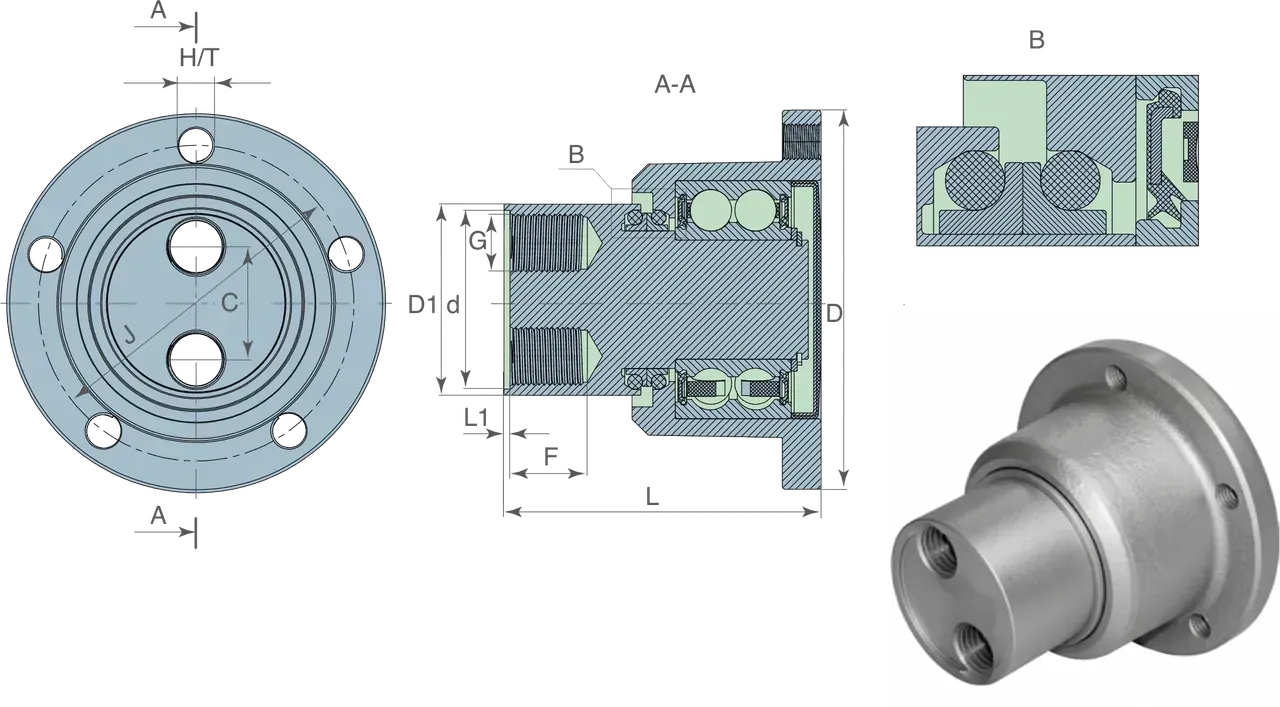 Hubs table 1 — technical drawing